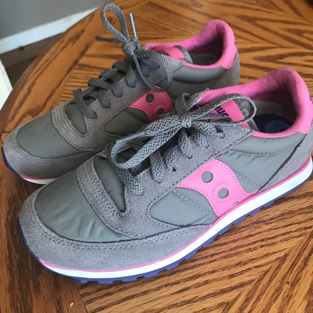 Pink and gray shoes